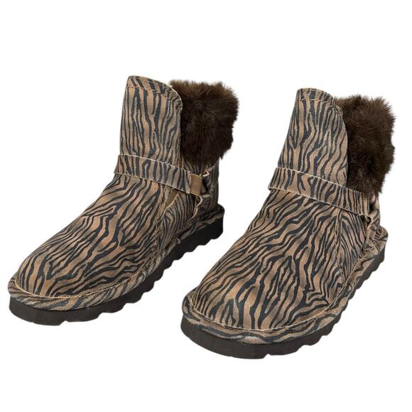 NWOT Bearpaw Konnie Brown Zebra Strip Winter Boot Size US 10 - Picture 6 of 10